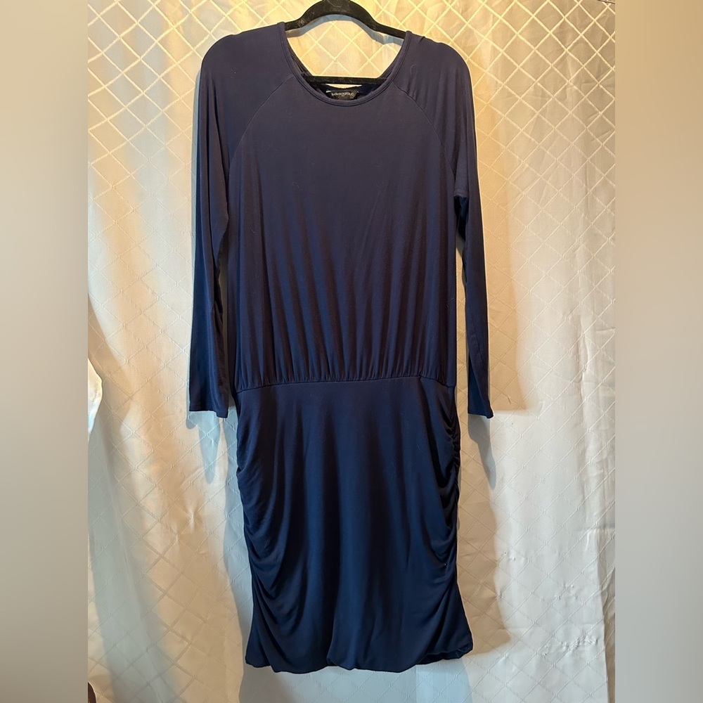 Banana Republic navy ruched dress